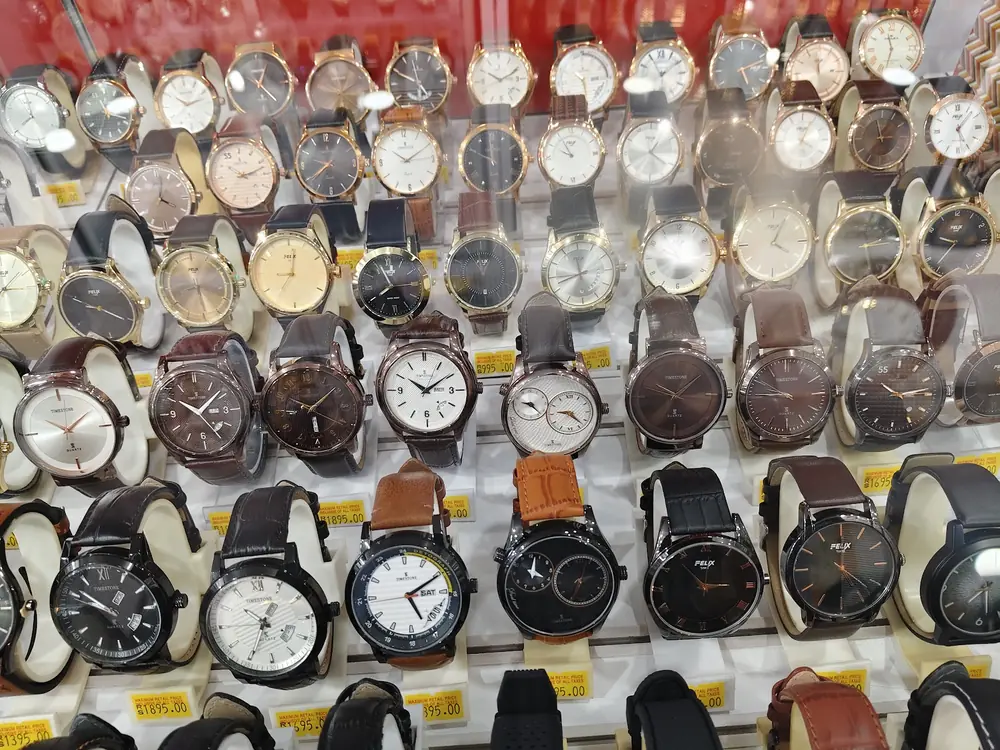 Watches on display in the shop
